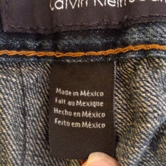 Calvin Klein Size 38 x 32 Mens Jeans Relaxed Straight Fit Dark Wash 100% Cotton - Picture 12 of 15
